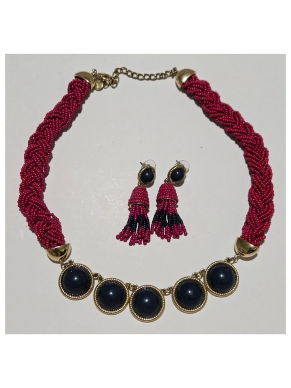 Talbots Cabochon Pink Necklace and Earrings Set